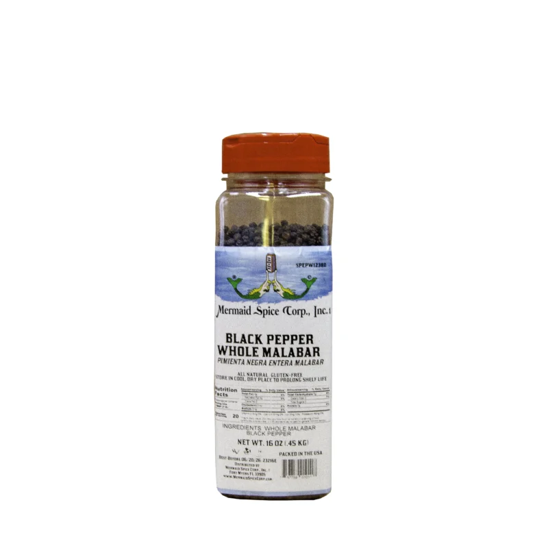 BLACK PEPPER WHOLE (MALABAR) 16 OZ